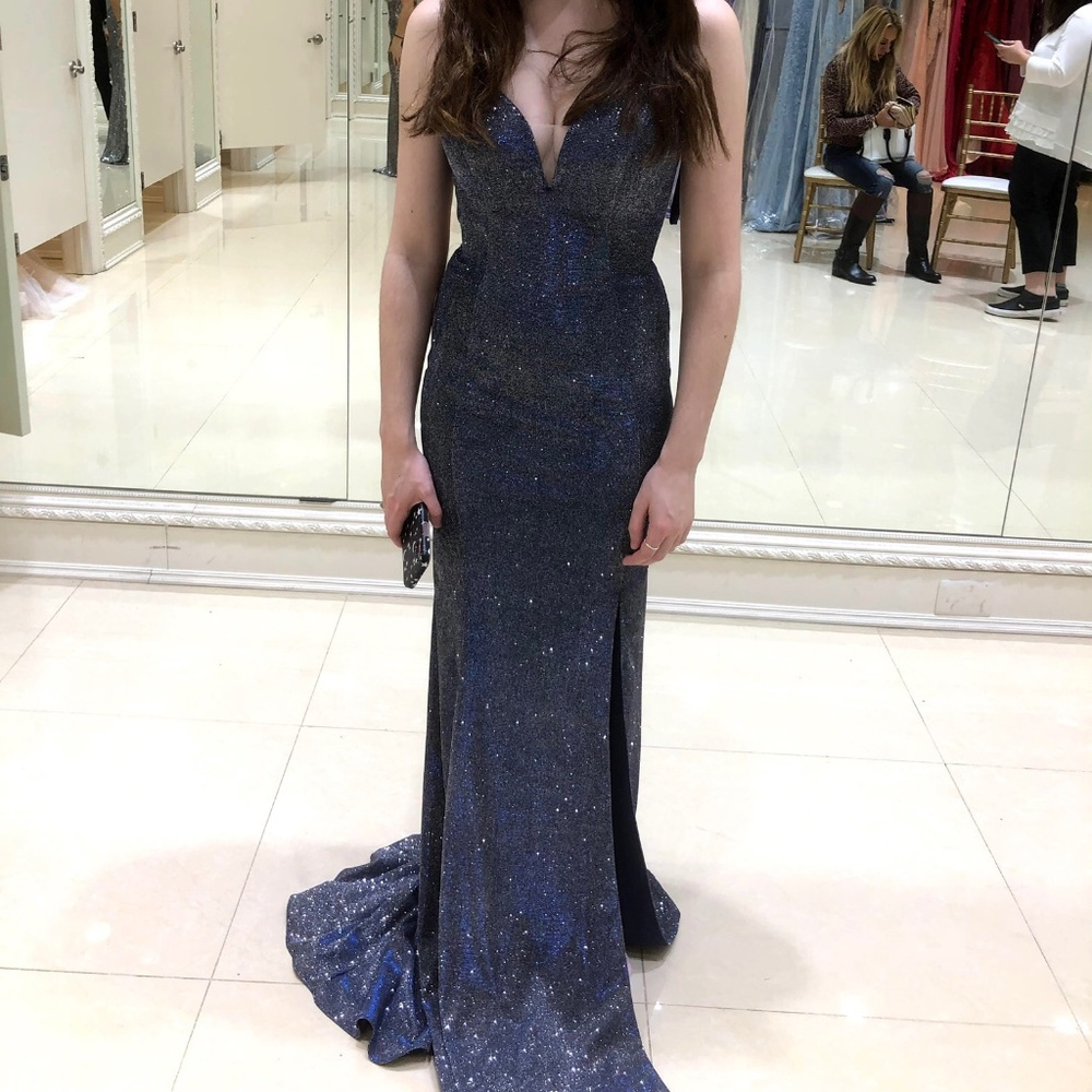 Silver Blue Evening Gown Size 0 NWT